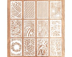 Herbruikbare sjablonen voor kunst en ambachten - 12 stuks, 28x18 cm, voor schilderen op hout, muren en stenen, ideaal voor sprayverf en gelaagde kunstprojecten