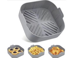 Herbruikbare vierkante siliconen binnenbak voor de airfryer, antiaanbaklaag siliconen mandje, gemakkelijk schoon te maken, geschikt voor bakplaten van 5-6,5 liter (ca. 15,7 liter), airfryeraccessoire van 21,9 cm (ca. 8,6 inch) grijs.