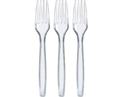 Herbruikbare vorken - vork - deluxe - vorken transparant 19 cm - bestek - Stevig en Herbruikbaar - BPA Vrij - Vaatwasbestendig - Reusable -Transparant - 100 stuks