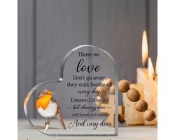 Herdenking/herinnering hart,roodborstje met tekst