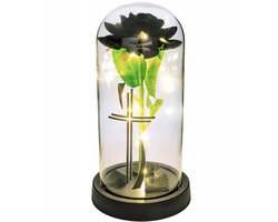 Herdenkinglicht kruis roos zwart grafdecoratie grafkaars lantaarn decoratie