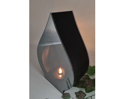 Herdenkingslicht - 1248 - Druppel - Glas - RVS - Led kaars - Bewegende vlam - 3D effect - Grafkaars - Graflicht - Graflantaren - Windlicht