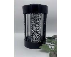 Herdenkingslicht - L-37 - Lantaren - Zilver - Incl LED wit (Zwart) - Windlicht - Graflicht