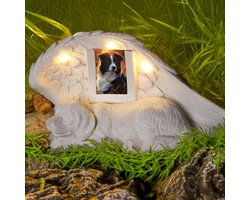 Herdenksteen voor honden met LED-zonnelicht - Hondenstandbeeld en urn voor huisdieren