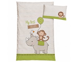 Herding Baby Best - Baby dekbedovertrek flanel 100x135 cm - Met kussensloop 40x60 cm - My First Friends