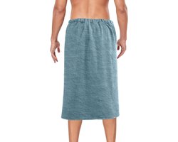 Heren Handdoek Wrap - Badjas Sarong - Ontspanning na Douche - Zacht Koraal Fluweel - 152 x 71 cm - Blauw