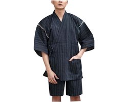 Heren Jinbei Kimono Lounge Set Katoen Linnen Veelkleurig