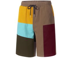 Heren Shorts Color Block Casual Cargo Shorts Zomer Techwear Shorts met zakken (Khaki, M)