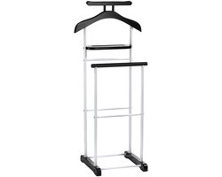 Herenkapstok MEDINA met kleerhanger, broekhanger en plank - Stijlvolle kapstok, metaal, wit/zwart, voor slaapkamers en meer - Hoofdafbeelding