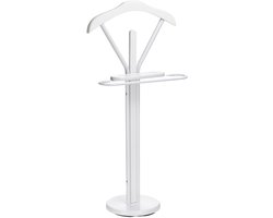 Herenkapstok met metalen frame en hout in wit met broekenhanger