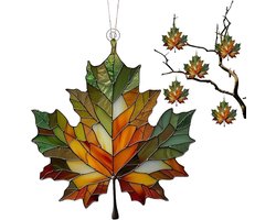 Herfst Bladeren Decoratie - Gekleurde Bladeren Hangornament voor Raam en Muur - Esdoorn Herfst Decor voor Halloween en Thanksgiving - Acryl Kunst Wanddecoratie - 10*8cm
