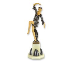 Herfst Danseres - Houten Beeld - Bronzen Sculptuur - Kunst Decoratie - Hout en Brons - 15x14x46