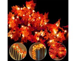 Herfst decoratie Bladerenslinger Lichtketting 30 Esdoornbladeren - Herfstdecoratie Kerstdecoratie Halloweenfeest Tafeldecoratie