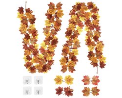 Herfst decoratie kunstesdoornblad slinger 200 cm - kunstherfstbladeren - kunstherfstbladeren wijnstokken - zijde esdoornblad slinger - hangplant voor oogstfeest - diner feest - open haard decoratie