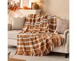 Herfst Geruite Deken - Zachte Plaid voor Bank en Bed, Decoratieve Acryl Gooi voor Woondecoratie