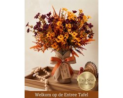 Herfst Kunstbloemen Boeket – Oranje Kunstbloemen & Bloemstelen – Thanksgiving Decoratie – Herfst Tafeldecoratie & Vaasvuller – Tafelstuk voor Woonkamer, Eettafel & Boerderij
