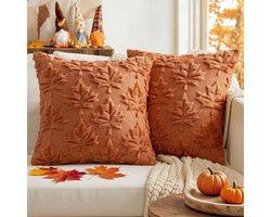 Herfst Kussenhoezen, Decoratieve Kussens voor Bank, 40 x 40 cm, Met Esdoornbladeren, Geschikt voor Woonkamer en Slaapkamer, Set van 2, Ideaal voor Buitengebruik