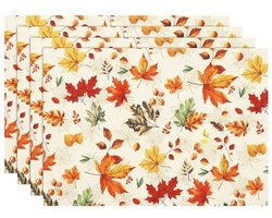Herfst Maple Leaf Tafellopers Set van 4 - 33cm x 48cm Afwasbare en Hittebestendige Tafelkleden