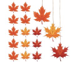 Herfstdecoratie 16 Stuks - Hangende Esdoornbladeren - Voor Binnen en Buiten - Creëer een Sfeervolle Herfst - ShopVlot