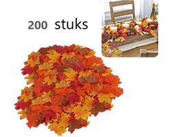 Herfstdecoratie 200-stuks Herfst Esdoorn Bladeren | herfstbladeren 8 x 6.5cm | gekleurde nep bladeren | kleur blad geel oranje rood | herfstkleuren kunstbladeren | kunstmatige decoratie herfs