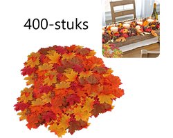 Herfstdecoratie 400-stuks Herfst Esdoorn Bladeren | herfstbladeren 8 x 6.5cm | gekleurde nep bladeren | kleur blad geel oranje rood | herfstkleuren kunstbladeren | kunstmatige decoratie herfstblad