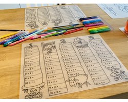 Herkleurbare placemat Tafels leren 6-10 - Kinderplacemat - Weerbestendig - 1 stuk - Onderlegger - Makkelijk schoon - Tafeldecoratie - Kind - Placemat - Tafels - Rekenen