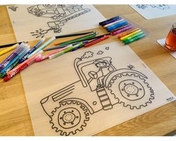 Herkleurbare placemat Tractor Billy - Kinderplacemat - Weerbestendig - 1 stuk - Onderlegger - Makkelijk schoon - Tafeldecoratie - Kind - Placemat