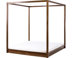HERLIERE - Hemelbed - Donkerbruin - 160 x 200 cm - Rubberhout