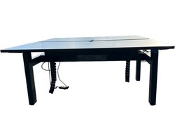 Herman Miller - duo bureau - duo zit sta bureau - zit sta bureau duo - duo werkplek - elektrisch verstelbaar - zwart onderstel - bruin eiken - 180 x 80 cm-- blad- onderstel- x80