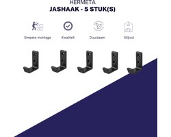 Hermeta Jashaak - Kapstokhaak - Enkel - Zwart - 0139-18 - 5 stuks