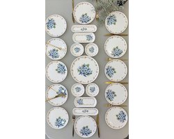 Hermia Concept Norrie Ontbijtset -21 stuks - Blauw, wit - 100% KERAMIEK