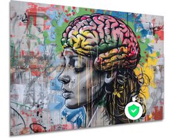 Hersenen poster - Anatomie poster - Muurdecoratie Graffiti - Wanddecoratie landelijk - Poster woonkamer - Schilderijen & posters poster 60x40 cm