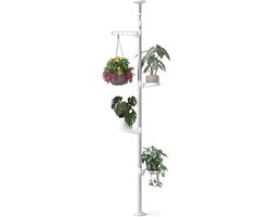 Hershii 4-laags bloempotrek voor binnen balkon vloerstandaard plantenrek bloemenwinkel display plank plantenstandaard metaal om op te hangen bloemenmand zilver 90-185cm
