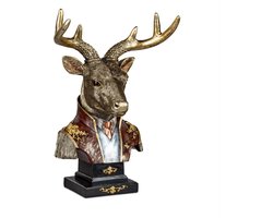 Hert - Antiek Goud - op voetstuk - Polyserin - 45x31x19cm - Decoratie - Baroque
