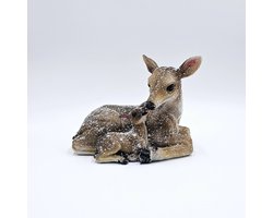 Hert - Bruin - met kind - Polyserin - 18x14x11cm - Decoratie