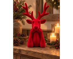 Hert | Rendier | Groot | Rood | Fluweel | Kerst | Christmas | Winter | Woon | Wonen | Decoratie boom | December | Woonaccessoire | Woonaccessoires | Decoratief | Decoratie | Deco | Landelijk | Interieur | Inrichting