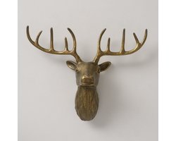 Hert - Wand Decoratie - Gewei - Muur decoratie - Aluminium - Edelhert - 43x35x16cm - Antiek Bruin