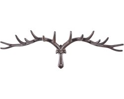 Hertengewei Wanddecoratie - met haken - 63 cm - gietijzer - landelijke kapstok gewei van het of eland