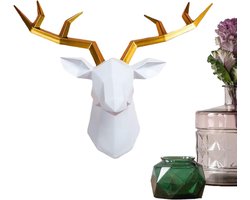 Hertenhoofd Wanddecoratie - Hertenbeeld Hanger - Interieur Verfraaien - Lichtgewicht Resin Ontwerp - 36x14x28cm - Platinum