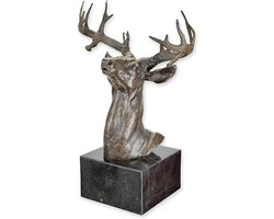 Hertenkop Buste - Bronzen Beeld - Hert Kop - Kunst Sculptuur - Brons Decoratie - 23x32x52