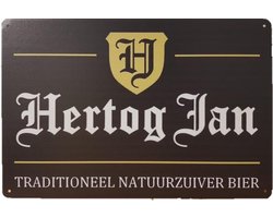 Hertog Jan Metalen Wandbord, Maat:30x20 cm - Man Cave Wandbord - Wandbord mancave - Kroeg decoratie - Tekstbord - Metalen wandbord - Metalen wanddecoratie