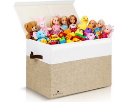 Hervita Speelgoedkist Beige - Uitstekende Kwaliteit - Veilig - Inklapbaar - Duurzaam - Opbergkist - Speelgoed Kist - 62,5 x 33 x 40CM