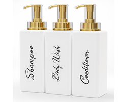 Hervulbare Shampoo en Conditioner Dispenser Set - Praktisch en Stijlvol - 3 Stuks - Doorzichtig - 16 Oz