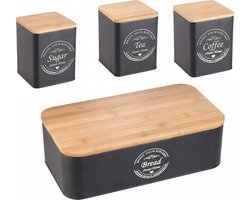 Herzberg 4-Delige Brooddozenset lunchbox broodtrommel met Bussen - Mat Zwart