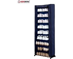 Herzberg HG-8076: Organisator Voor Kleine Schoenenrek Met 9 Niveaus Blauw