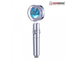 Herzberg Turbo Douchekop – Waterbesparende Hogedruk Handdouche met Filter – Stopknop – 360° Draaibaar – Goud