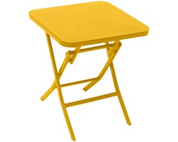 Hesperide Bijzettafel/tuin tafel Oase - metaal - geel - 40 x 40 x 45 cm - voor buiten - inklapbaar - Camping tafel