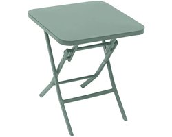 Hesperide Bijzettafel/tuin tafel Oase - metaal - groen - 40 x 40 x 45 cm - voor buiten - inklapbaar - Camping tafel