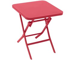 Hesperide Bijzettafel/tuin tafel Oase - metaal - rood - 40 x 40 x 45 cm - voor buiten - inklapbaar - Camping tafel