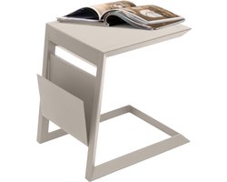 HESPERIDE HIXA Bijzettafel - Buiten - Banktafel - Ligbedtafel - Laptoptafel - Tuintafel - Aluminium - 45x55cm - Beige - ALLURE